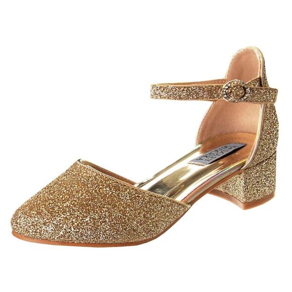 Badhley Mischka Other - Badgley Mischka Girls Dress Shoes, Kids Party Slip-OnPumps, Gold Glittery Size 4